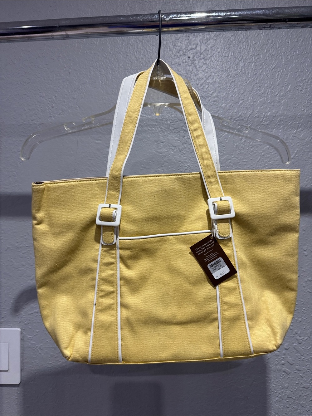 Victoria's Secret Yellow Canvas Tote with White Trim